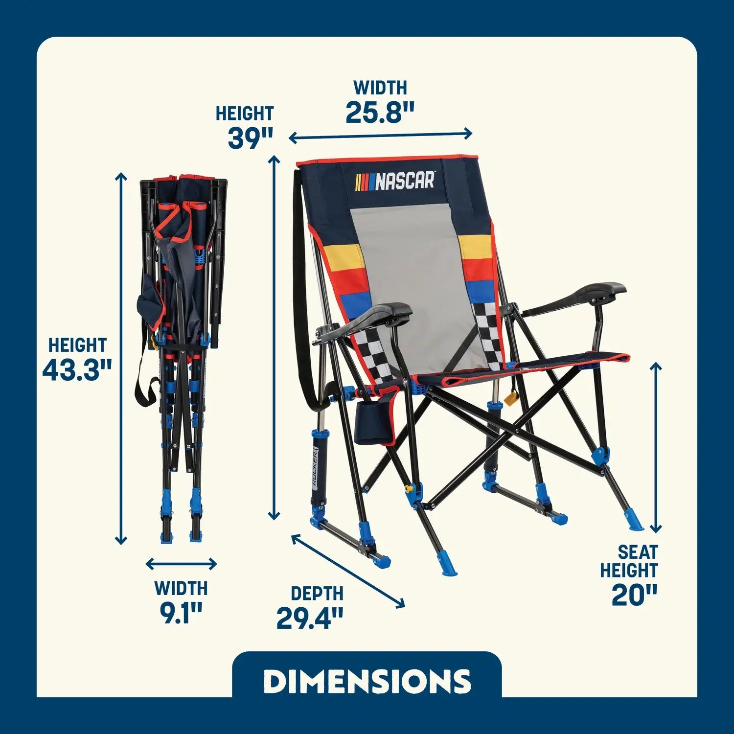 Roadtrip Rocker Bundle - NASCAR Blue | Featured Outdoor Choice | Outlandridge FDEA mB